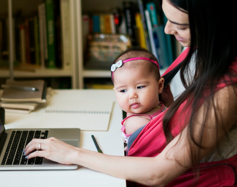 mom working with baby